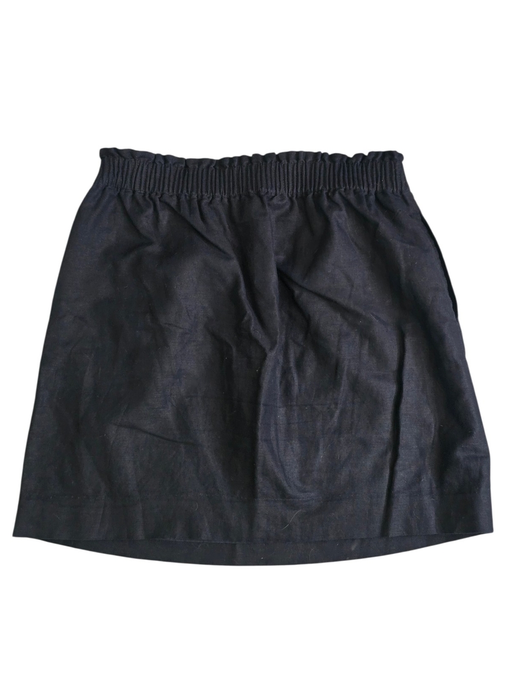 J. Crew Linen Blend Black Elastic-Waist Mini Skirt Size 10